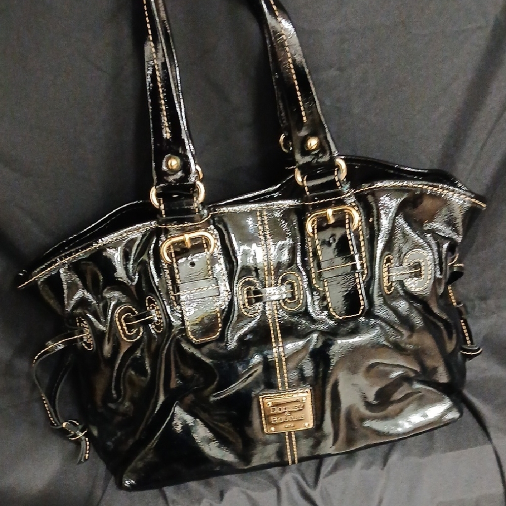 Y2K DOONEY & BOURKE Chiara Satchel Black Patent Leather